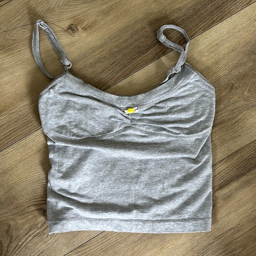 Free People Gray Ruched Crop Camisole